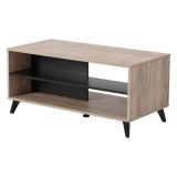 Tavolino da Salotto Marrone Rovere Nero con Piedini 2 Vani 101.5x50x47h cm, Forma Rettangolare - Priola