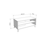 Tavolino da Salotto Marrone Rovere Nero con Piedini 2 Vani 101.5x50x47h cm, Forma Rettangolare - Priola