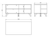 Tavolino da Salotto Marrone Rovere Nero con Piedini 2 Vani 101.5x50x47h cm, Forma Rettangolare - Priola