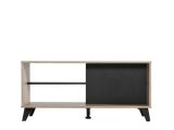 Tavolino da Salotto Marrone Rovere Nero con Piedini 2 Vani 101.5x50x47h cm, Forma Rettangolare - Priola