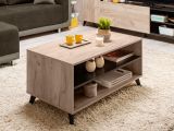 Tavolino da Salotto Marrone Rovere Nero con Piedini 2 Vani 101.5x50x47h cm, Forma Rettangolare - Priola