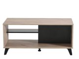 Tavolino da Salotto Marrone Rovere Nero con Piedini 2 Vani 101.5x50x47h cm, Forma Rettangolare - Priola