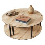 Tavolino da Salotto Marrone Rovere Nero Modulabile 3 Vani 70x70x38h cm, Forma Rotondo - Gignese