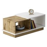 Tavolino da Salotto Marrone Rovere Nodi Bianco 2 Vani Forma Rettangolare 90x45x36h cm, Colore Ripiano Marrone - Ruino