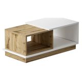 Tavolino da Salotto Marrone Rovere Nodi Bianco 2 Vani Forma Rettangolare 90x45x36h cm, Colore Ripiano Marrone - Ruino