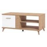 Tavolino da Salotto Marrone Rovere Nodi Bianco con Piedini 3 Vani 120x60x54h cm, Forma Rettangolare - Frati
