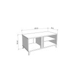 Tavolino da Salotto Marrone Rovere Nodi Bianco con Piedini 3 Vani 120x60x54h cm, Forma Rettangolare - Frati