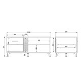 Tavolino da Salotto Marrone Rovere Nodi Bianco con Piedini 3 Vani 120x60x54h cm, Forma Rettangolare - Frati