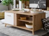 Tavolino da Salotto Marrone Rovere Nodi Bianco con Piedini 3 Vani 120x60x54h cm, Forma Rettangolare - Frati