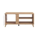 Tavolino da Salotto Marrone Rovere Nodi Bianco con Piedini 3 Vani 120x60x54h cm, Forma Rettangolare - Frati