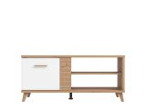Tavolino da Salotto Marrone Rovere Nodi Bianco con Piedini 3 Vani 120x60x54h cm, Forma Rettangolare - Frati