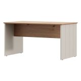 Tavolino da Salotto Marrone Rovere Nodi Bianco Crema Forma Rettangolare Colore Ripiano Marrone 90x50x47h cm, Colore Struttura Bianco - Pecor