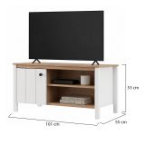 Tavolino da Salotto Marrone Rovere Nodi Bianco Opaco con Piedini 3 Vani 101x55x53h cm, Forma Rettangolare - Rivod