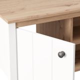 Tavolino da Salotto Marrone Rovere Nodi Bianco Opaco con Piedini 3 Vani 101x55x53h cm, Forma Rettangolare - Rivod