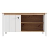 Tavolino da Salotto Marrone Rovere Nodi Bianco Opaco con Piedini 3 Vani 101x55x53h cm, Forma Rettangolare - Rivod