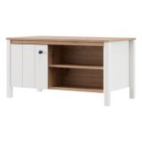 Tavolino da Salotto Marrone Rovere Nodi Bianco Opaco con Piedini 3 Vani 101x55x53h cm, Forma Rettangolare - Rivod