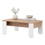 Tavolino da Salotto Marrone Rovere Nodi Bianco Opaco Forma Rettangolare Colore Ripiano Marrone 120x67x43h cm, Colore Struttura Bianco - Bertona