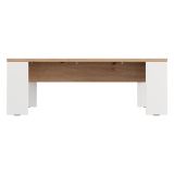Tavolino da Salotto Marrone Rovere Nodi Bianco Opaco Forma Rettangolare Colore Ripiano Marrone 120x67x43h cm, Colore Struttura Bianco - Bertona