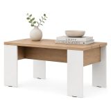 Tavolino da Salotto Marrone Rovere Nodi Bianco Opaco Forma Rettangolare Colore Ripiano Marrone 90x50x43h cm, Colore Struttura Bianco - Riposto