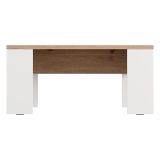 Tavolino da Salotto Marrone Rovere Nodi Bianco Opaco Forma Rettangolare Colore Ripiano Marrone 90x50x43h cm, Colore Struttura Bianco - Riposto