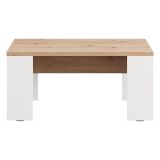 Tavolino da Salotto Marrone Rovere Nodi Bianco Opaco Forma Rettangolare Colore Ripiano Marrone 90x50x43h cm, Colore Struttura Bianco - Riposto