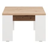 Tavolino da Salotto Marrone Rovere Nodi Bianco Piano Effetto Doghe Forma Quadrato 67x67x43h cm, Colore Ripiano Marrone - Magre