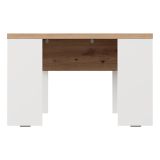Tavolino da Salotto Marrone Rovere Nodi Bianco Piano Effetto Doghe Forma Quadrato 67x67x43h cm, Colore Ripiano Marrone - Magre