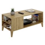 Tavolino da Salotto Marrone Rovere Nodi Cassetti con Piedini 50x100x43h cm, 3 Vani - Fairbury