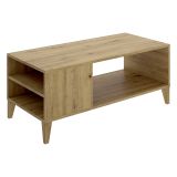 Tavolino da Salotto Marrone Rovere Nodi Cassetti con Piedini 50x100x43h cm, 3 Vani - Fairbury