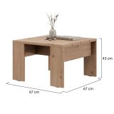 Tavolino da Salotto Marrone Rovere Nodi Forma Quadrato Colore Ripiano Marrone 67x67x43h cm, Sfumatura Colore Struttura Rovere Nodi - Magre