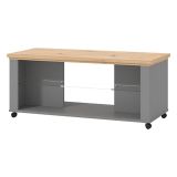 Tavolino da Salotto Marrone Rovere Nodi Nero Antracite 2 Vani Forma Rettangolare 114.5x50.5x49h cm, Colore Ripiano Marrone - Zeme