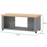 Tavolino da Salotto Marrone Rovere Nodi Nero Antracite 2 Vani Forma Rettangolare 114.5x50.5x49h cm, Colore Ripiano Marrone - Zeme