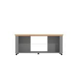 Tavolino da Salotto Marrone Rovere Nodi Nero Antracite 2 Vani Forma Rettangolare 114.5x50.5x49h cm, Colore Ripiano Marrone - Zeme