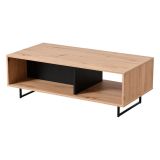 Tavolino da Salotto Marrone Rovere Nodi Nero con Piedini 2 Vani 120.5x60.5x42.5h cm, Forma Rettangolare - Corsano