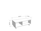Tavolino da Salotto Marrone Rovere Nodi Nero con Piedini 2 Vani 120.5x60.5x42.5h cm, Forma Rettangolare - Corsano