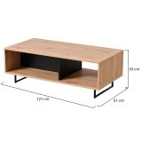 Tavolino da Salotto Marrone Rovere Nodi Nero con Piedini 2 Vani 120.5x60.5x42.5h cm, Forma Rettangolare - Corsano