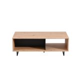Tavolino da Salotto Marrone Rovere Nodi Nero con Piedini 2 Vani 120.5x60.5x42.5h cm, Forma Rettangolare - Corsano
