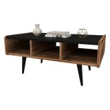Tavolino da Salotto Marrone Rovere Nodi Nero con Piedini 3 Vani 90x56x40h cm, Forma Rettangolare - Mangone