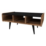 Tavolino da Salotto Marrone Rovere Nodi Nero con Piedini 3 Vani 90x56x40h cm, Forma Rettangolare - Mangone