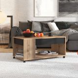 Tavolino da Salotto Marrone Rovere Nodi Nero con Piedini un Vano 101x55x46h cm, Forma Rettangolare - Cunico