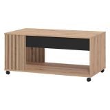 Tavolino da Salotto Marrone Rovere Nodi Nero con Piedini un Vano 101x55x46h cm, Forma Rettangolare - Cunico