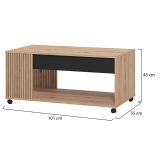 Tavolino da Salotto Marrone Rovere Nodi Nero con Piedini un Vano 101x55x46h cm, Forma Rettangolare - Cunico