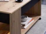Tavolino da Salotto Marrone Rovere Nodi Nero con Piedini un Vano 101x55x46h cm, Forma Rettangolare - Cunico