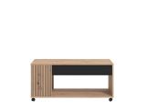 Tavolino da Salotto Marrone Rovere Nodi Nero con Piedini un Vano 101x55x46h cm, Forma Rettangolare - Cunico