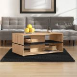 Tavolino da Salotto Marrone Rovere Nodi Nero con Ruote 2 Vani 101x54.5x47.5h cm, Forma Rettangolare - Erice