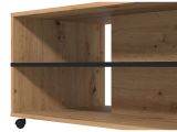 Tavolino da Salotto Marrone Rovere Nodi Nero con Ruote 2 Vani 101x54.5x47.5h cm, Forma Rettangolare - Erice