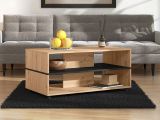 Tavolino da Salotto Marrone Rovere Nodi Nero con Ruote 2 Vani 101x54.5x47.5h cm, Forma Rettangolare - Erice