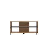 Tavolino da Salotto Marrone Rovere Nodi Nero con Ruote 2 Vani 101x54.5x47.5h cm, Forma Rettangolare - Erice