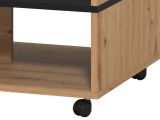 Tavolino da Salotto Marrone Rovere Nodi Nero con Ruote 2 Vani 101x54.5x47.5h cm, Forma Rettangolare - Erice