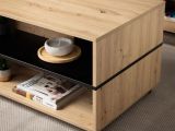 Tavolino da Salotto Marrone Rovere Nodi Nero con Ruote 2 Vani 101x54.5x47.5h cm, Forma Rettangolare - Erice